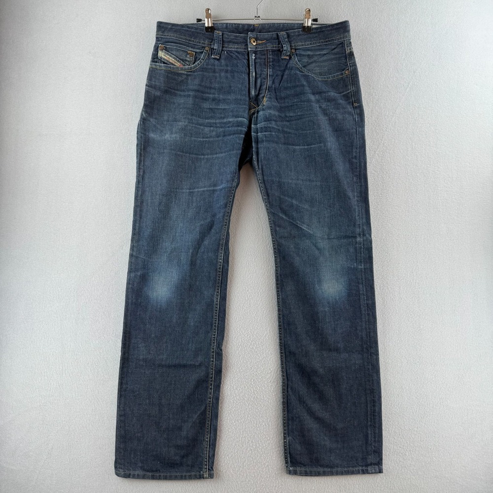 Diesel Jeans Mens 34x32 (Fits 36x32) Larkee Regular Straight Leg Dark Blue Italy